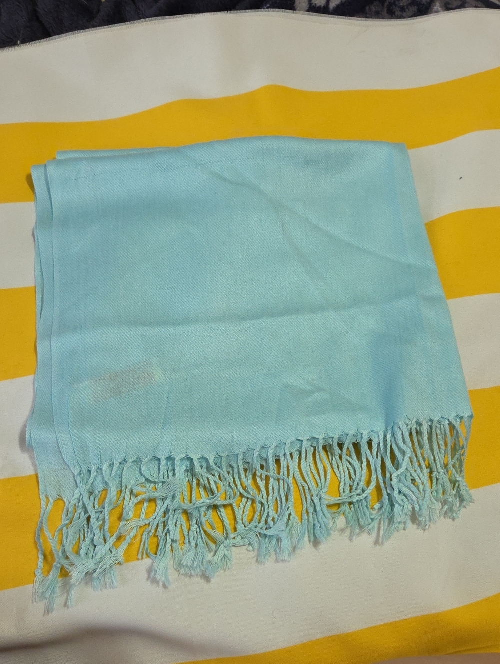 pashmina Light Aqua Fringe Scarf